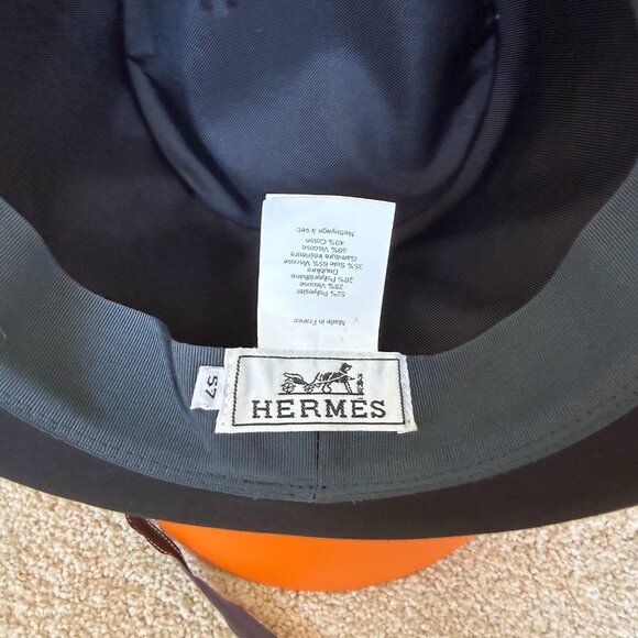 Hermès Fedora Clou de Selle – Black Cotton-Viscose, Original Box  & Ribbon - Picture 6 of 10